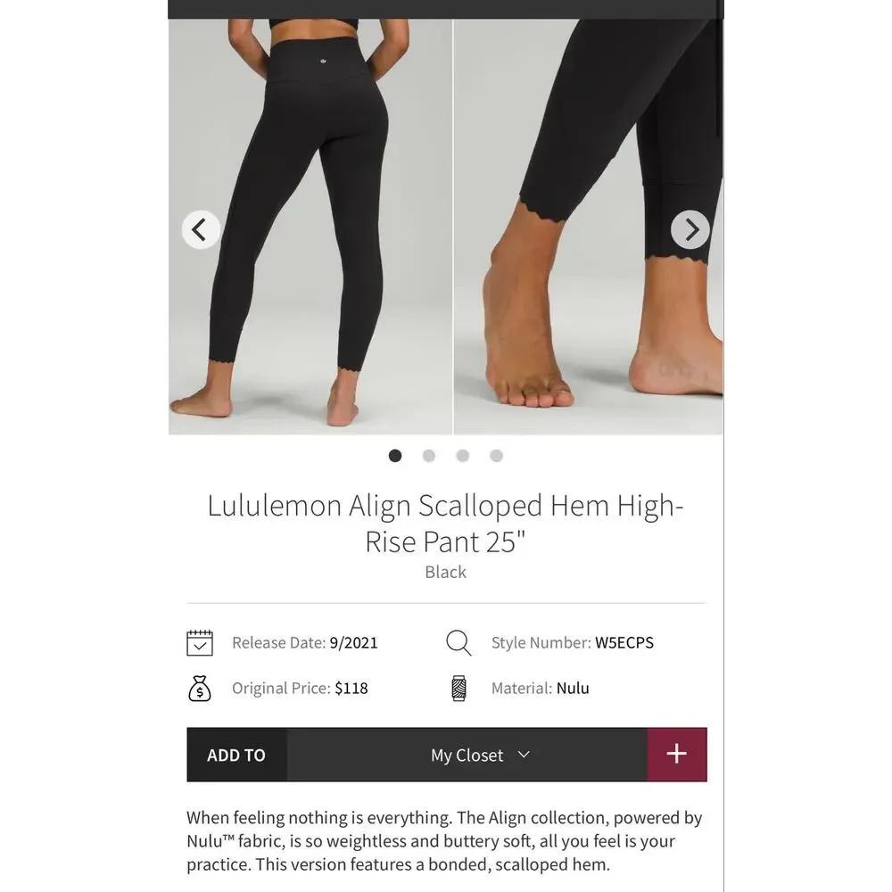 Lululemon Align Scalloped Hem High-Rise Pant 25